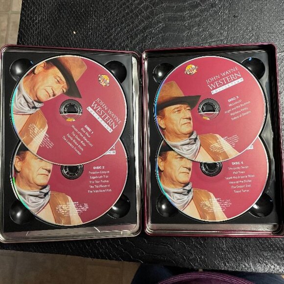 JOHN WAYNE WESTERN COWBOY SET OF 4 DVD'S MOVIE COLLECTION IN TIN BOX - GOOD COND - Picture 2 of 4